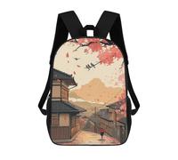 sinyumoney Sakura Roads Kids School Backpack School Bag 3D Printed School Bag for Boys Elementary And Middle School Students 17inch