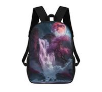 sinyumoney Sakura Waterfall School Backpack Schoolbags For Girls Boys Backpack With Pocket Fashion School Bag Kids Backpack 17inch