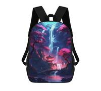 sinyumoney Sakura Waterfall Temple Backpack School Bag Backpack For Girls Boys Backpacks Large Capacity Kids Backpack Lightweight School Bags For Kids Students 17inch