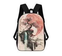 sinyumoney Sakura Watrefall Yin Yang 17inch School Bag 3D Printed Children's School Backpack Casual Fashion Travel Backpacks for Kids School Students