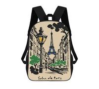 sinyumoney Salon De Paris Illustration Backpack School Lightweight Casual Daypack School Backpacks for School/Work/Travel 17inch