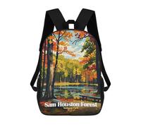 sinyumoney Sam Houston Forest National Park Backpacks Kids Student Schoolbag 3D Printed Backpacks Elementary And Middle School Students Backpacks for Boys Girls 17inch