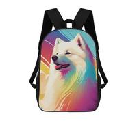 sinyumoney Samoyed Color Dog Backpacks Kids School Backpack School Bag 3D Printed Fashion School Bags for Boys Elementary And Middle School Students 17inch