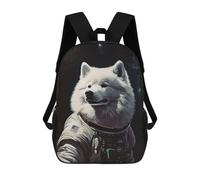 sinyumoney Samoyed Dog The Astronaut Rucksack Secondary Causal Travel High School Bags for Boys/Girls/Teenagers 17inch