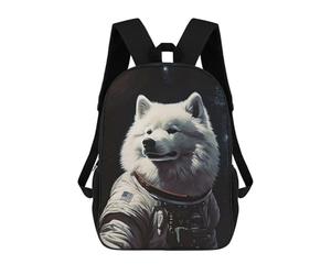 sinyumoney Samoyed Dog The Astronaut Rucksack Secondary Causal Travel High School Bags for Boys/Girls/Teenagers 17inch