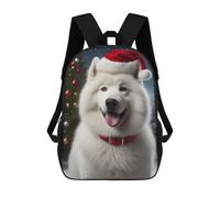 sinyumoney Samoyed Dog Xmas School Bags Lightweight Casual Daypack School Backpacks for School/Work/Travel 17inch