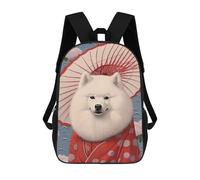 sinyumoney Samoyed Geisha Backpack School Bag Daypacks Business Backpack Water Resistant Bookbag for Girls Boys Teenage 17inch