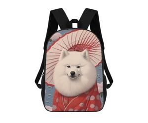 sinyumoney Samoyed Geisha Backpack School Bag Daypacks Business Backpack Water Resistant Bookbag for Girls Boys Teenage 17inch