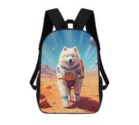 sinyumoney Samoyed Mars 3D Printed School Backpack Casual Children's Backpacks 3D Printed School Bag for Boys Elementary And Middle 17inch