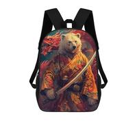 sinyumoney Samurai Bear with Dragon Sword Kids Backpack, Backpack School Bag, Backpacks Kids School 3D Printed School Bags for Elementary And Middle School Students Teens Birthday Gift 17inch