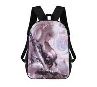 sinyumoney Samurai Beauty with Sakura Cat Backpacks 3D Printed 17inch Kids School Backpack Outdoor Casual Daypack Casual Travel Bags for Middle School Students