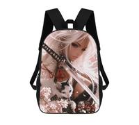 sinyumoney Samurai Cat Warrior Art Print Backpack Schoolbags for Boys Girls Casual Sport Daypack Elementary Primary Large Capacity Bookbags 17inch