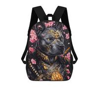 sinyumoney Samurai Dog with Cherry Blossoms 17 Inch Backpacks Kids Schoolbag,3D Printed Elementary And Middle School Students Backpacks for Boys Girls