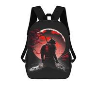 sinyumoney Samurai Moon Poster Print 17 Inch Kids Backpack Fashion Fun Backpack Book Bag for Boys And Teenager 3D Printed for Boys