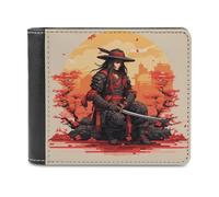 sinyumoney Samurai Sunset-1 3D Print PU Leather Wallet Use Holds Bills RFID Blocking Fashion Slim Purse Craftsmanship Gifts 11.7cm*9.5cm