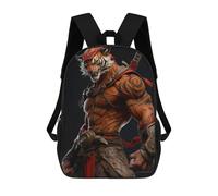 sinyumoney Samurai Tiger Warrior Statue 3D Printed Children's School Backpack for Kids High Capacity Travel Rucksacks Book Bags Kids School Bag Back Pack 17inch