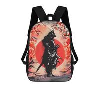 sinyumoney Samurai Warrior Art Print 17 Inch Backpack School Bag Rucksack for Girls Boys Large Capacity Kids Back Pack Lightweight School Bags for Children Students