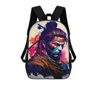 sinyumoney Samurai Warrior Art Print Backpack Schoolbags for Boys Girls Casual Sport Daypack Elementary Primary Large Capacity Bookbags 17inch