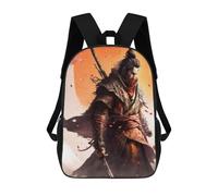 sinyumoney Samurai Warrior Art Print Children's 17 Inch School Backpack 3D Printed Cool Knapsack for Kids Travel Rucksacks Book Bags Kids School Bag