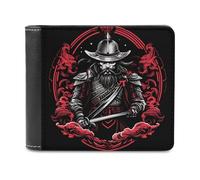 sinyumoney Samurai Warrior Artwork -1 3D Print PU Leather Men's Wallet Credit Card Holder Banknote Compartments Wallets for Boys Girls 11.7cm*9.5cm