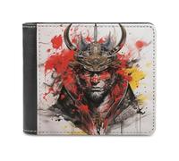 sinyumoney Samurai Warrior Artwork 3D Print PU Leather Men's Wallet Holds Bills Credit Slots Note Section Slim Elegant Wallets Everyday Use 11.7cm*9.5cm