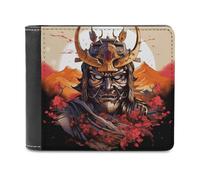 sinyumoney Samurai Warrior Portrait 3D Print PU Leather Wallet Use Holds Bills Banknote Compartments Soft Convenient Purse for Boys Girls 11.7cm*9.5cm