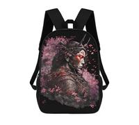 sinyumoney Samurai Warrior with Cherry Blossoms-5 3D Printed Kids 17inch Backpacks Boys Fashion Travel Backpacks School Bag for Boys Elementary And Middle School Students