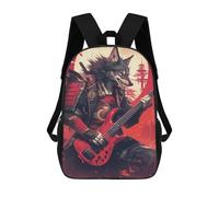 sinyumoney Samurai Wolf Bassist Backpacks Kids School Backpack School Bag 3D Printed Fashion School Bags for Boys Elementary And Middle School Students 17inch
