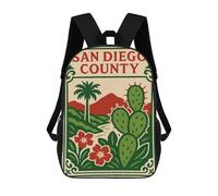 sinyumoney San Diego County Landscape Illustration 3D Printed 17 Inch School Backpack Children's Backpacks 3D Printed Cool Knapsack for Boys Elementary And Middle