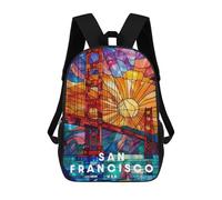 sinyumoney San Francisco Backpacks Kids School Backpack School Bag 3D Printed School Bag for Boys Elementary And Middle School Students 17inch
