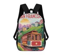 sinyumoney San Francisco Cable Car Travel School Bag Bookbag 3D Printed Children's Backpacks for Kids Boy Girl Book Bags Kids School Bag Travel Rucksacks 17inch