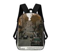 sinyumoney San Francisco City Kids Backpack,School Backpack Kids School Bag 3D Printed Cartoon Large Capacity Backpack for Kids Boys And Girls 17inch