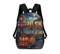 sinyumoney San Francisco Night Ride School Backpack Lightweight Schoolbag Dayback Bookbag College for Teenage Girls Boys Women Men 17inch