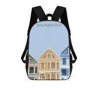 sinyumoney San Francisco Snippet Children's School Backpack 3D Printed for Kids Travel Rucksacks Book Bags for Boys Elementary School Students 17inch