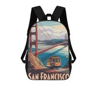 sinyumoney San Francisco Travel Backpacks Kids School Backpack School Bag 3D Printed School Bag for Boys Elementary And Middle School Students 17inch
