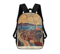 sinyumoney San Francisco Travel US Klimt 17 Inch Kids Backpack Fashion Fun Backpack Book Bag for Boys And Teenager 3D Printed for Boys