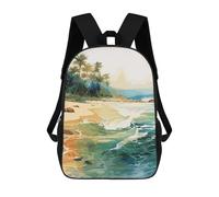 sinyumoney Sandy Tropical Beach Day Children's School Backpack 3D Printed for Kids Travel Rucksacks Book Bags for Boys Elementary School Students 17inch