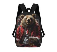 sinyumoney Santa Bear Drinking Backpacks Kids School Backpack Fashion School Bag 3D Printed School Bag for Boys Elementary And Middle School Students 17inch