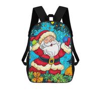 sinyumoney Santa Claus Christmas Illu Kids Backpack, Backpack School Bag, Backpacks Kids School 3D Printed School Bags for Elementary And Middle School Students Teens Birthday Gift 17inch