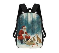 sinyumoney Santa Claus Feeding Animals Chirstmas Rucksacks 3D Printed Children 17inch Backpacks Fashion Casual Daypack Travel Bags Outdoor Casual Daypack for Boy And Girl