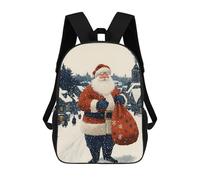 sinyumoney Santa Claus in Snowy Village Christmas Children's School Backpack 3D Printed for Kids Travel Rucksacks Book Bags for Boys Elementary School Students 17inch