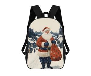 sinyumoney Santa Claus in Snowy Village Christmas Rucksack Large Lightweight Casual Backpack for Campus Outdoor Travel Sports 17inch