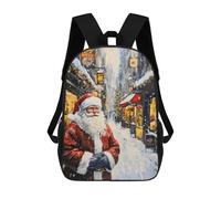 sinyumoney Santa Claus Is Coming to Town Children's Backpack, 3D Printed School Backpack, Backpack for Boys Girls, Adjustable School Bag for Primary School 17inch