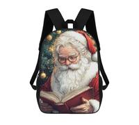 sinyumoney Santa Claus Reading Christmas Funny Backpacks 3D Printed Kids School Backpack Outdoor Casual Daypack Fashion Casual Children Backpacks Cute Travel Bags 17inch