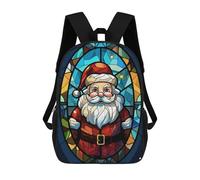 sinyumoney Santa Claus Stained Glass Children's School Backpack 3D Printed for Kids Travel Rucksacks Book Bags Kids School Bag 17inch