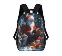 sinyumoney Santa Claus with Foxes Christmas Backpack School Bag Water Resistant Travel Backpack Computer Bag for Girls Boys Teenage 17inch