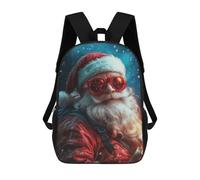 sinyumoney Santa Claus with Sunglasses School Backpack Lightweight Casual Daypack School Backpacks for Boys/Girls/Teenagers 17inch