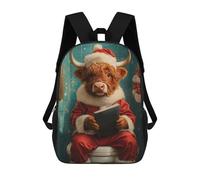 sinyumoney Santa Cow Reading School Backpack Water Resistant Travel Backpack Computer Bag for Girls Boys Teenage 17inch