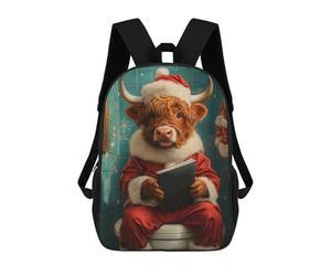 sinyumoney Santa Cow Reading School Backpack Water Resistant Travel Backpack Computer Bag for Girls Boys Teenage 17inch
