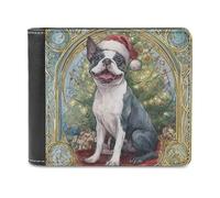sinyumoney Santa Dog Joy 3D Print Men's Wallet Slots ID Window RFID Blocking Stylish Slots Note Section Leather Wallet 11.7cm*9.5cm